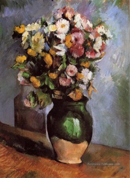  fleurs tableaux - Fleurs dans un pot d’olive Paul Cézanne